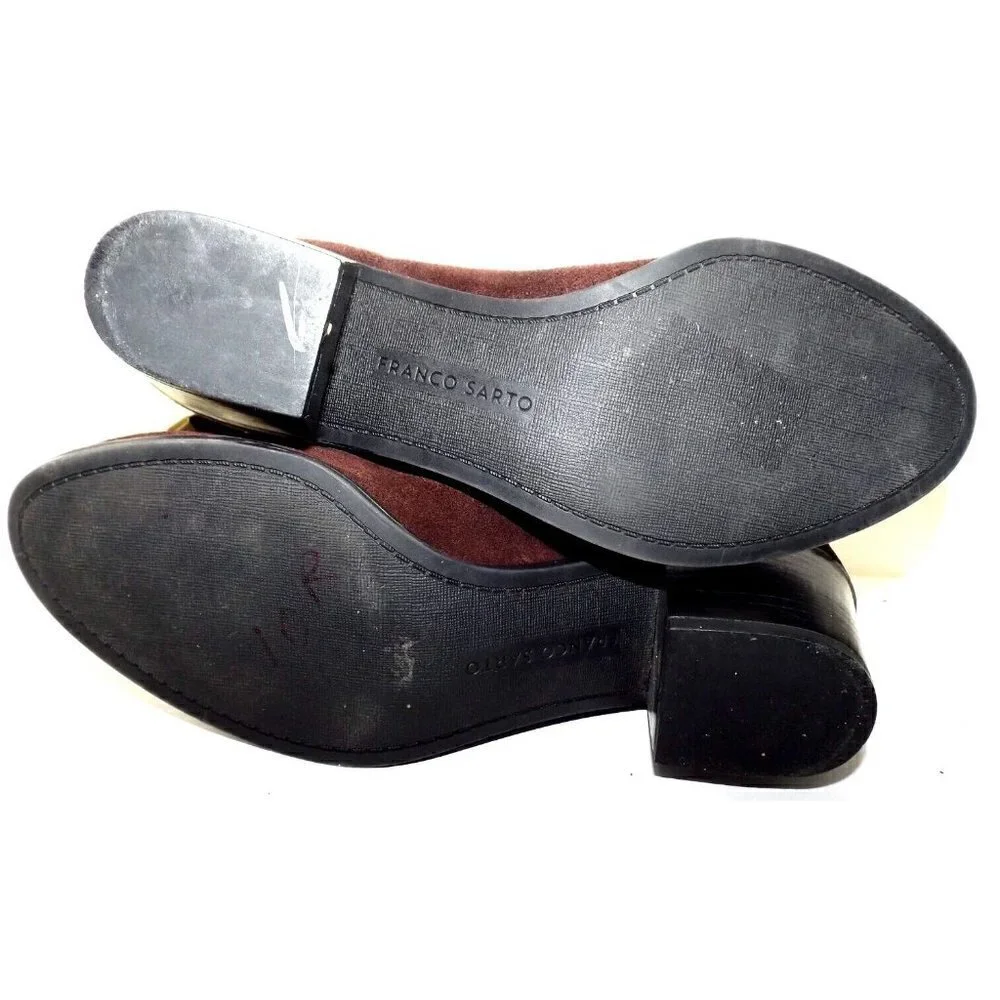 Franco Sarto Monument Burgundy Suede Slip On Buckle Ankle Boots Size 9M